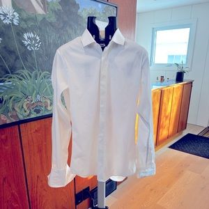 NWOT Thomas Pink Tuxedo Shirt - 15.5 - White - French Cuffs - Covered Pl…